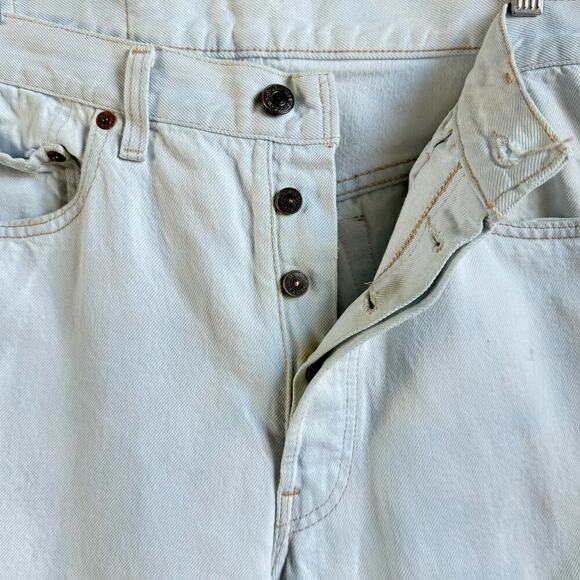 Vintage 90's LEVI'S 501 White/Pale Blue Jeans - Picture 6 of 8